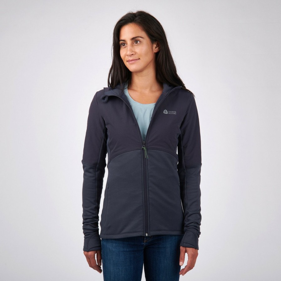 Women Sierra Designs | Women'S Cold Canyon Zip Hybrid Hoodie Eclipse/Ombre Blue